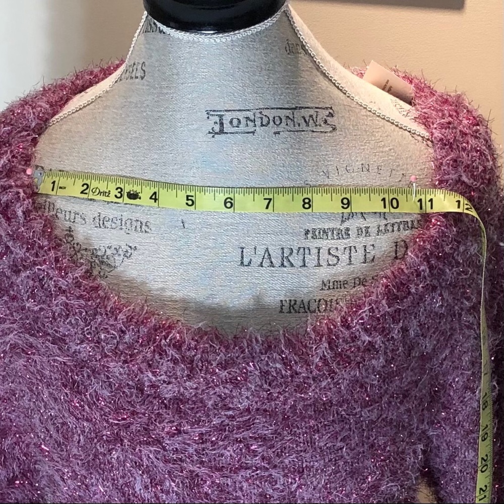 New York & Co. Pink Fuzzy Sparkle Sweater Sz M - Picture 4 of 13